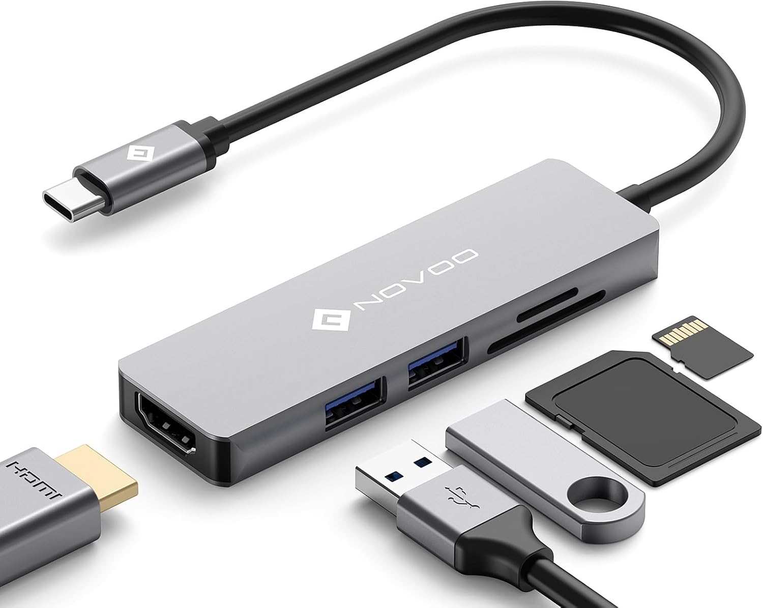 NOVOO 11 in 1 Docking Station 4K@60Hz Triple Display USB C Hub Dual HDMI mit 4K@120Hz DisplayPort Multiport Adapter, 2 HDMI 4K@60Hz, Gigabit Ethernet, 100WPD, SD/TF, 4xUSB für MacBook, andere Laptops