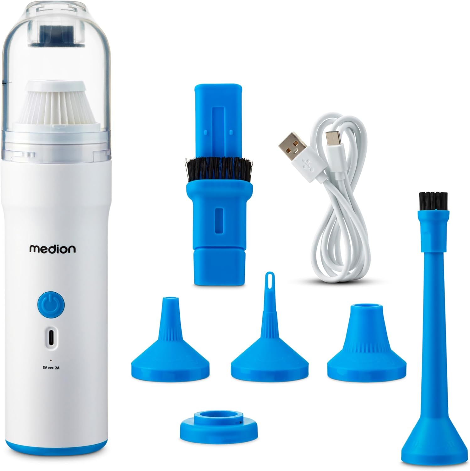 MEDION Handstaubsauger (Akku, kabellos, 3in1 Staubsauger, Luftpumpen und Gebläsefunktion, Starke 5 kPA Saugleistung, Staubbehälter, USB-C, MD19877)