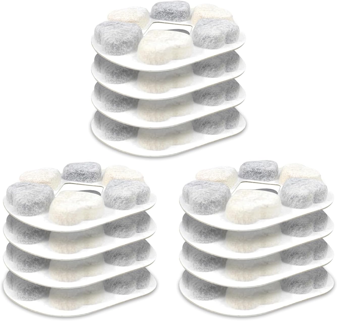 HOMJOY 4x Katzenbrunnen Ersatzfilter – Kompatibel mit allen Pretty Paw Trinkbrunnen – Patentiert – Innovatives Austauschfilter-Set im Herz-Design mit sechs Filterpunkten aus hochdichter Aktivkohle