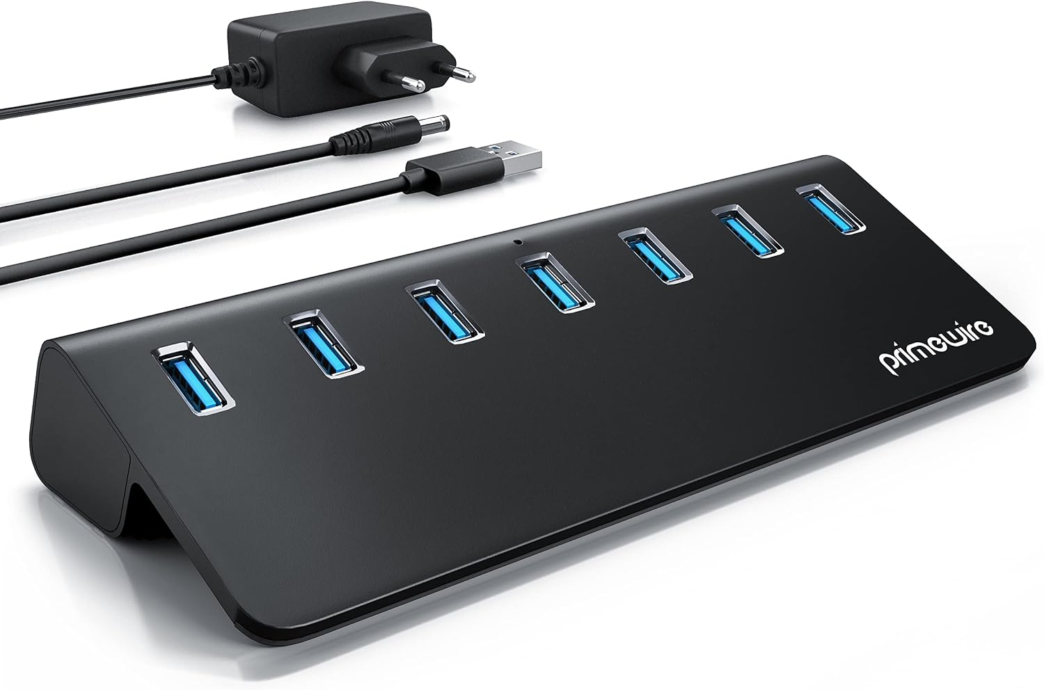 CSL - 7 Port USB 3.2 Gen.2 Hub Aktiv - 10 GBit/s - 7 Port Verteiler mit Netzteil - USB 3.0 3.2 Gen.2 Datenhub - für PC Notebook Laptop Ultrabook Tablet PC MacBook - Anthrazit