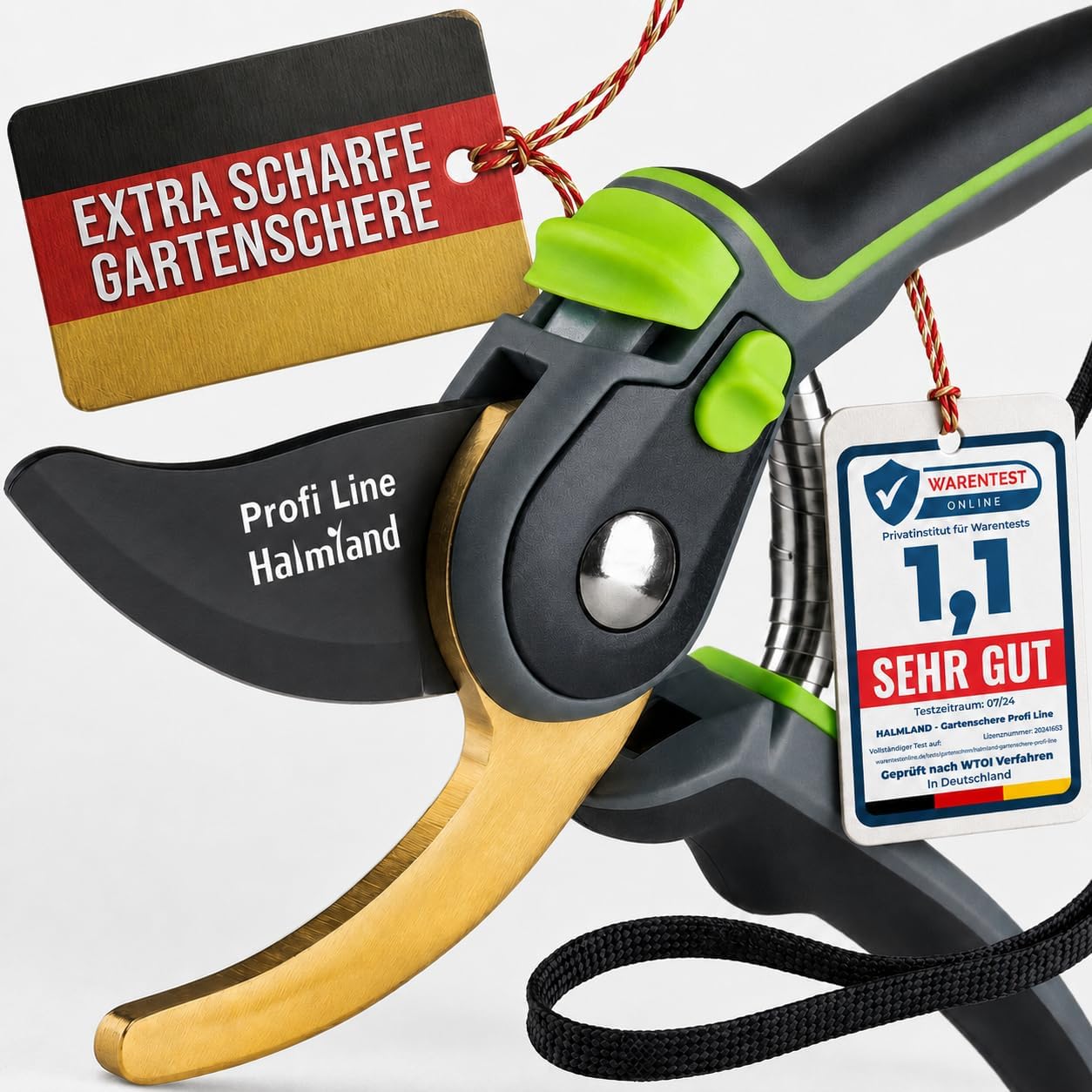halmland® Extra scharfe Gartenschere für Äste bis 20mm | Astschere