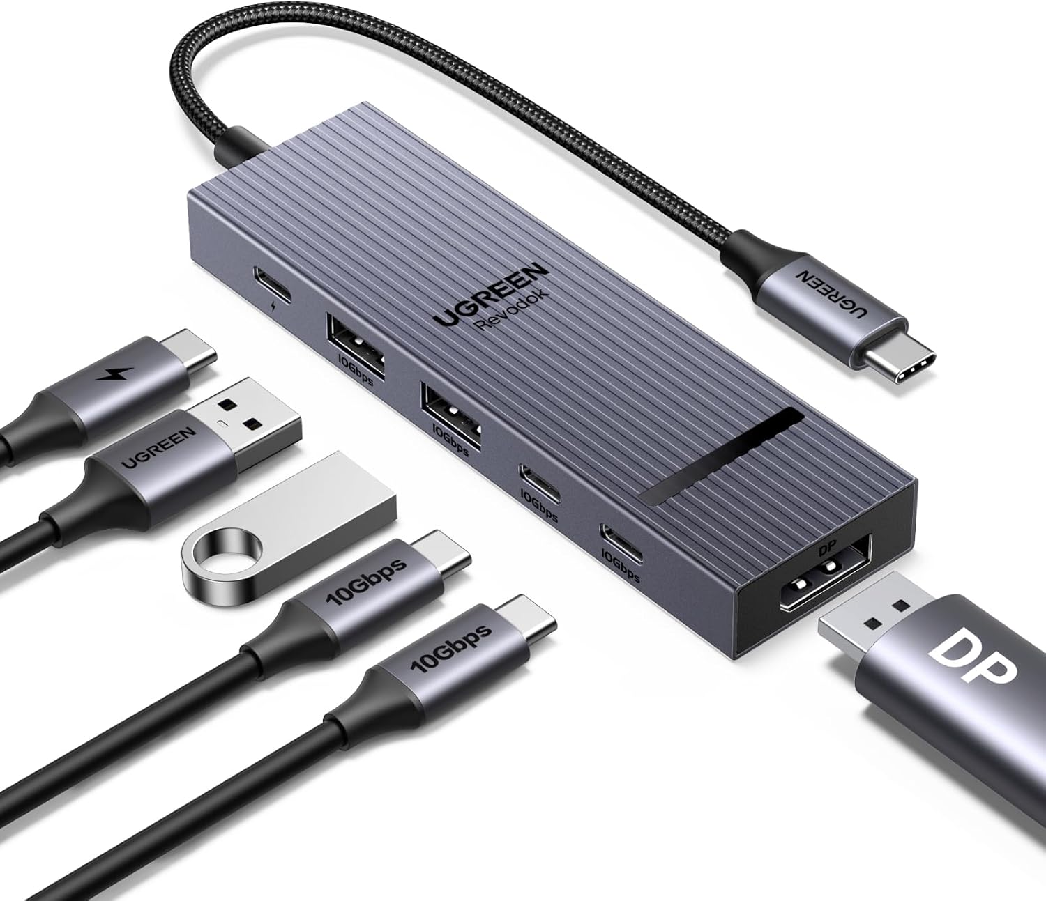 UGREEN DisplayPort USB C Hub 10Gbps, Docking Station mit DP 4K@60Hz