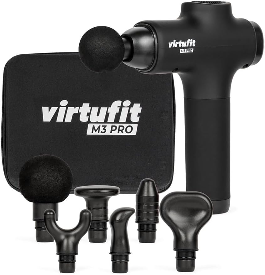 VirtuFit M3 Pro Premium Massagepistole - 6 Aufsätze - Wiederaufladbar - Muskelmassage - Kabellos - Inklusive Aufbewahrungskoffer - Professionell