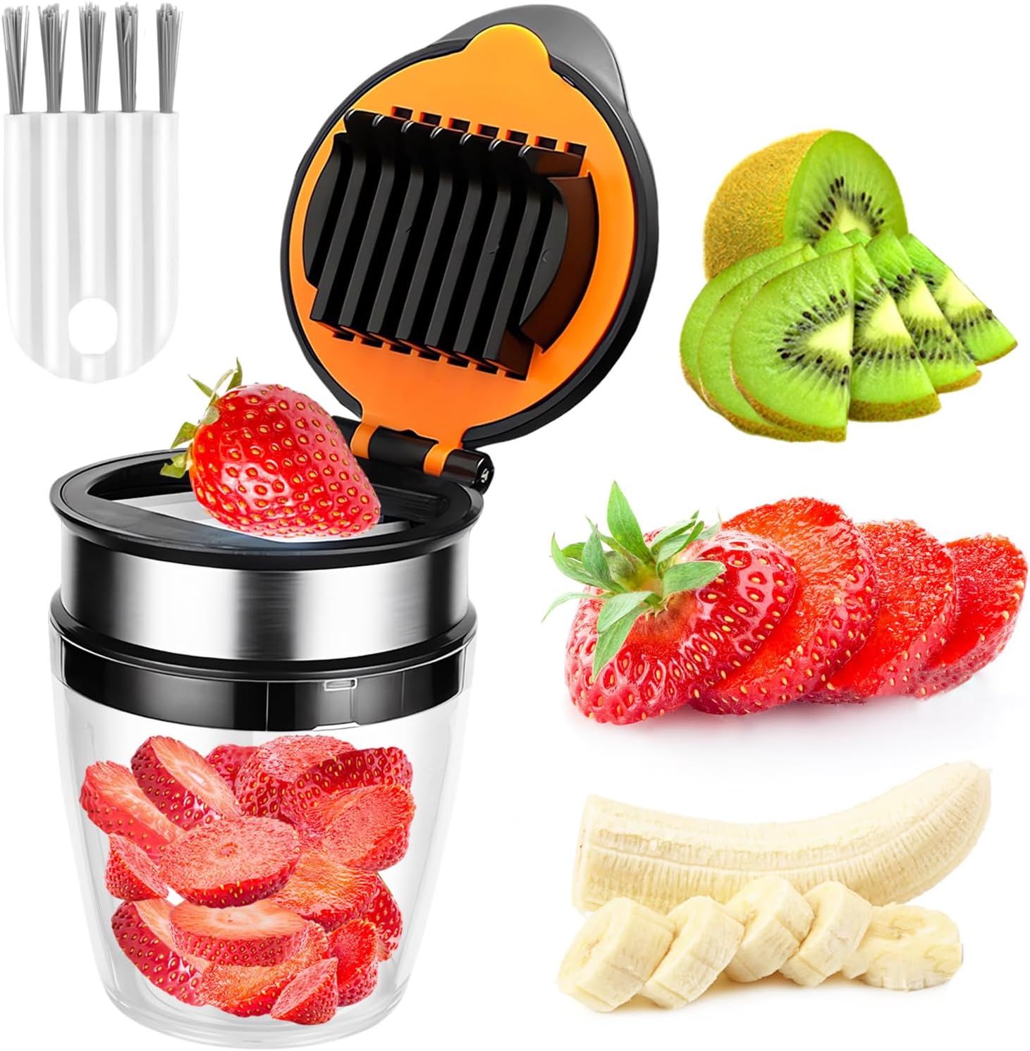 Erdbeerschneider | Bananenschneider | Kiwi-Schneider | robuster Edelstahl-Erdbeer-Eierschneider für weiches Obst | schnelle Herstellung von Obst-Gemüsesalat