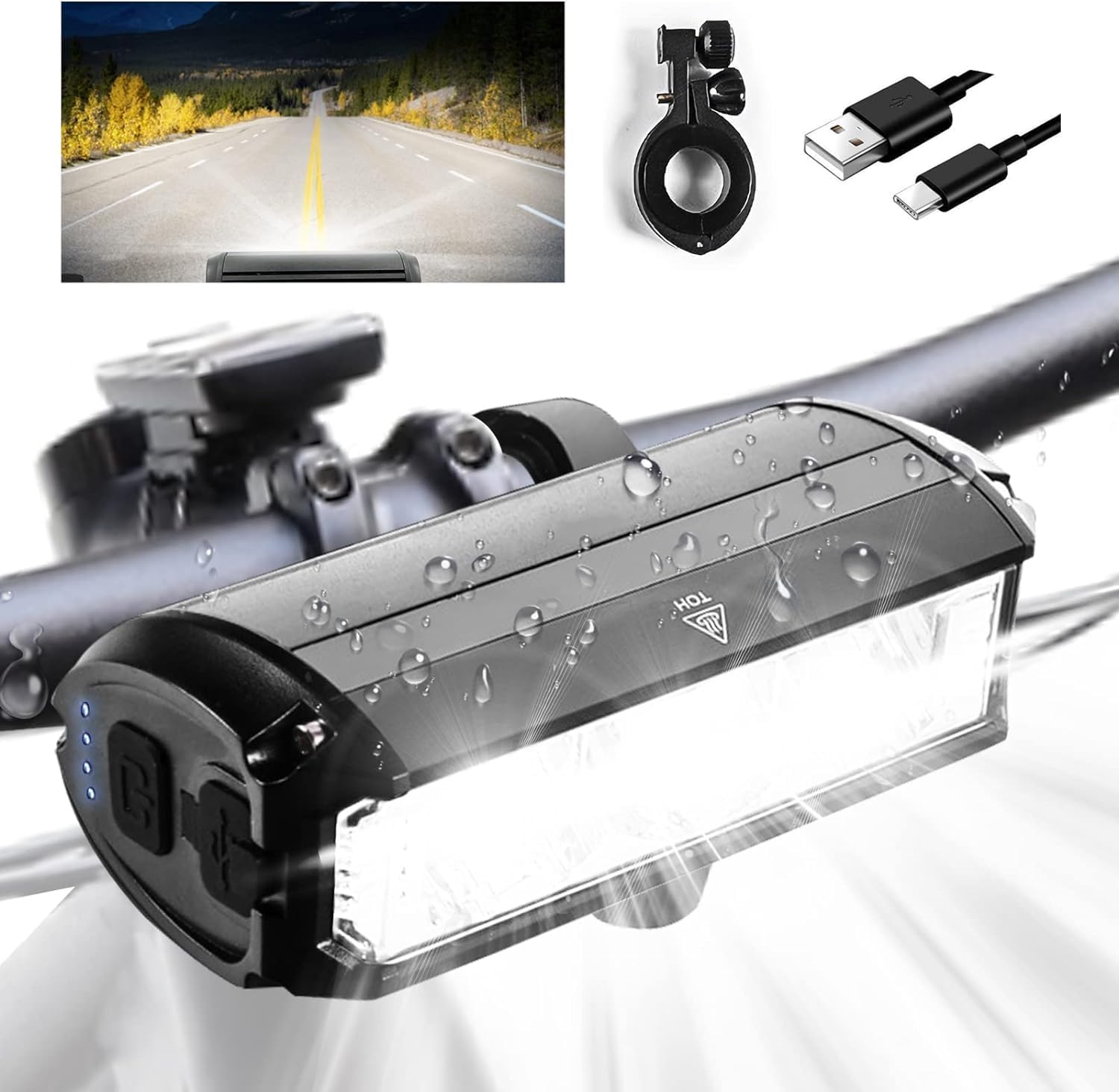 4800 Lumen Superhelle Fahrradlampe mit 17 LED, 10000mAh Mobile Leistung, USB Wiederaufladbare Fahrradlicht mit Digitaler Leistungsanzeige, IP65 Wasserdicht für Straße, MTB Off-Road Radfahren Pendeln