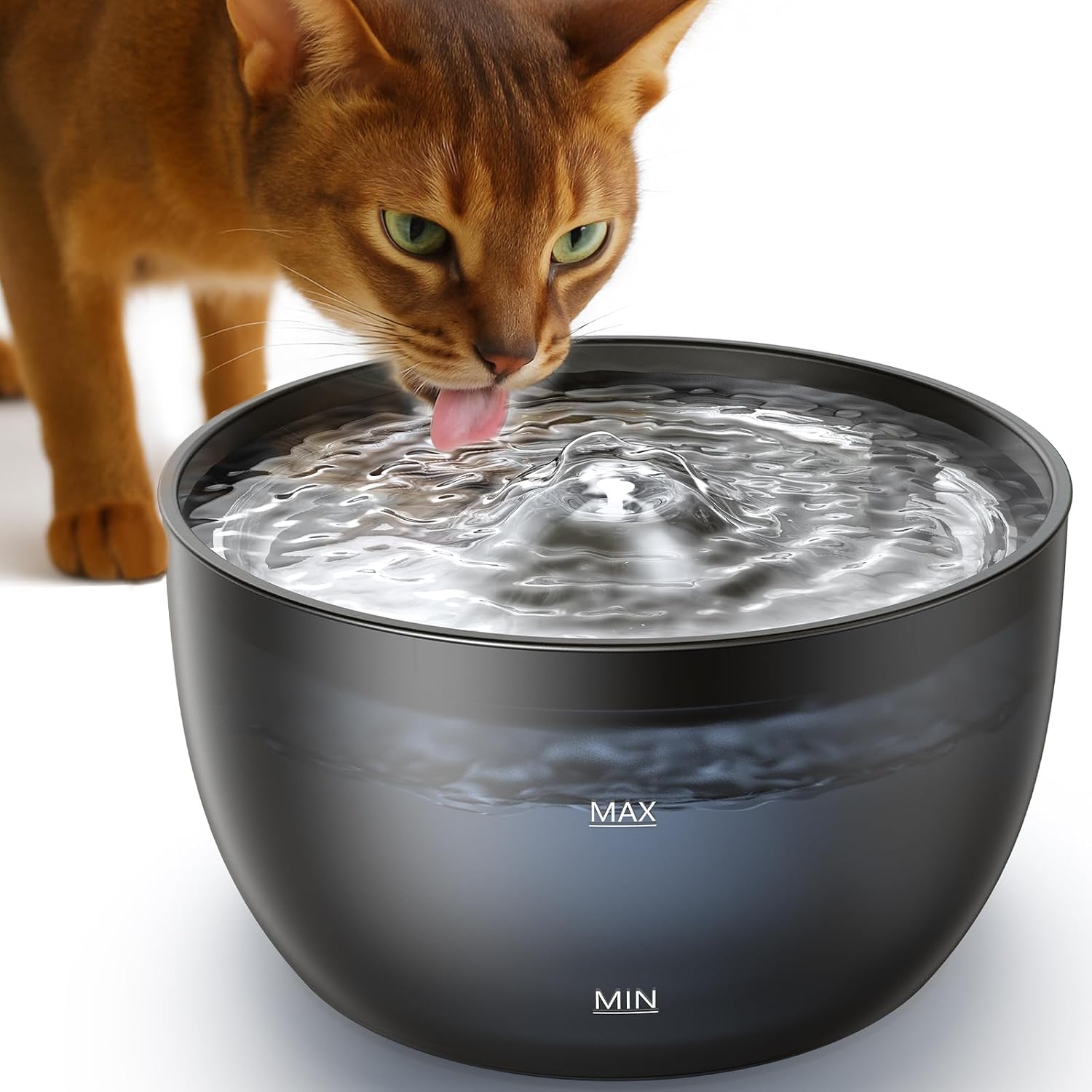 FEELNEEDY 3L Trinkbrunnen für Katzen-leiser Katzenbrunnen-Edelstahlschale