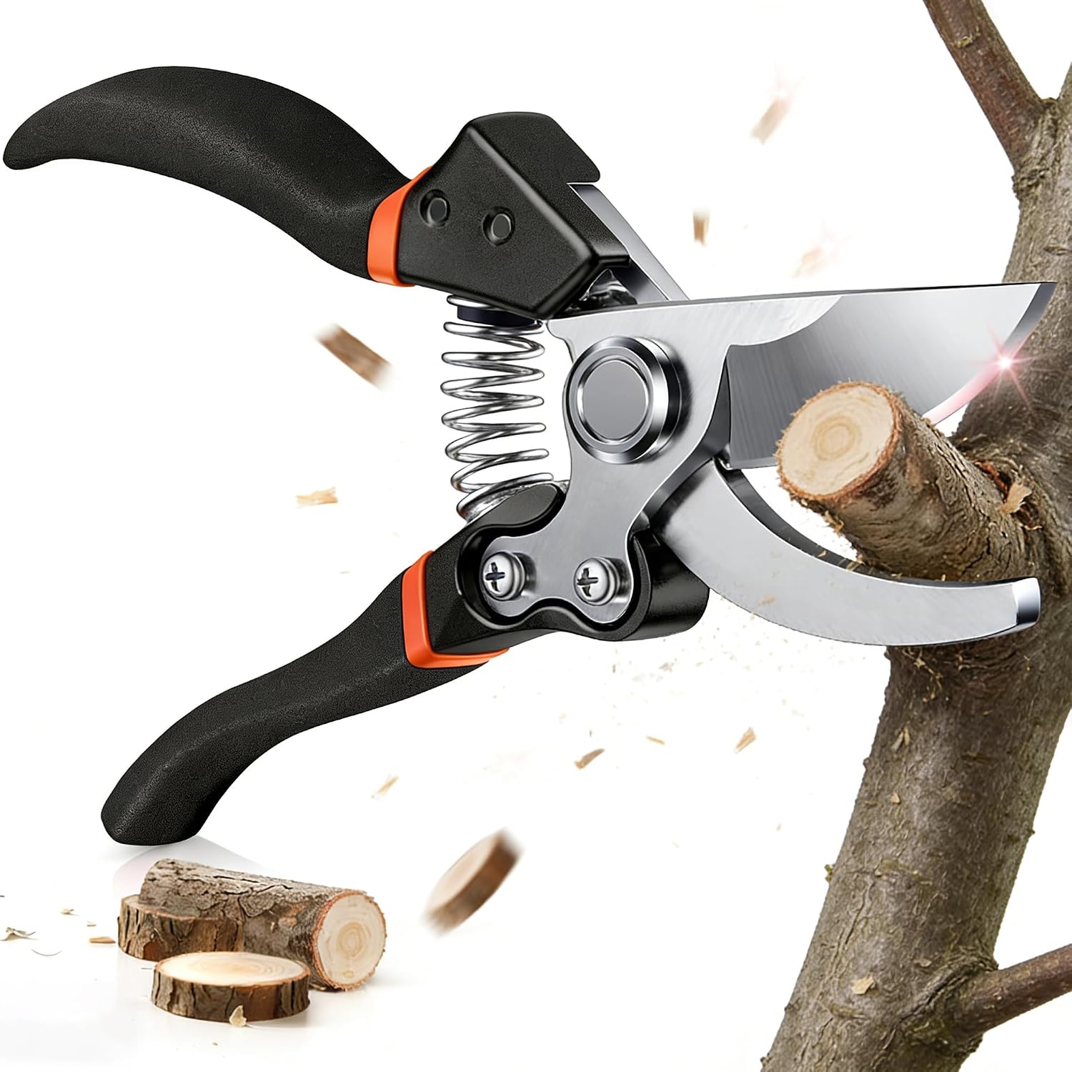 Gartenschere mit SK-5 Stahl & Sicherungssperre, Rostfreie Rosenschere