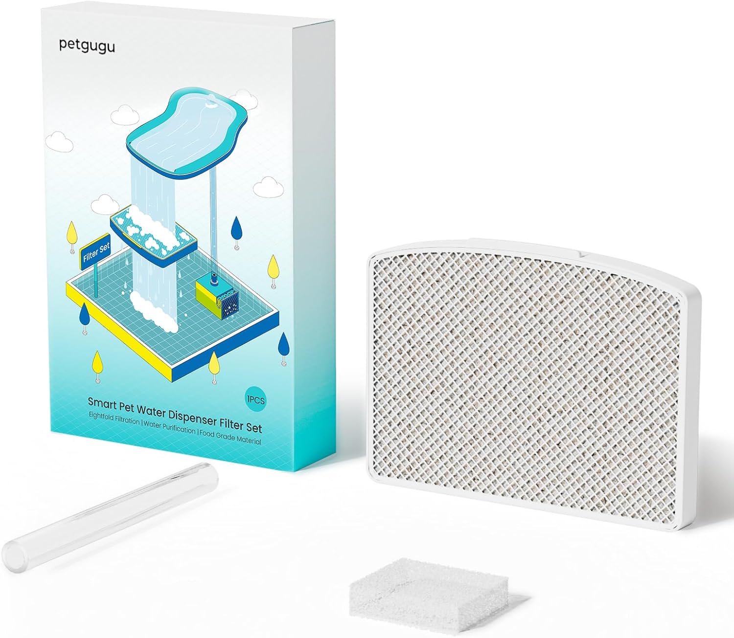 PETGUGU Katzenbrunnen mit App-Überwachung, Katzentrinkbrunnen mit Bewegungsmelder, Trinkbrunnen für Katze mit kabelloser Pumpe, 20dB Ultraleise, 8-Schicht-Filtration, BPA-Frei, PF1, Marmorgrau