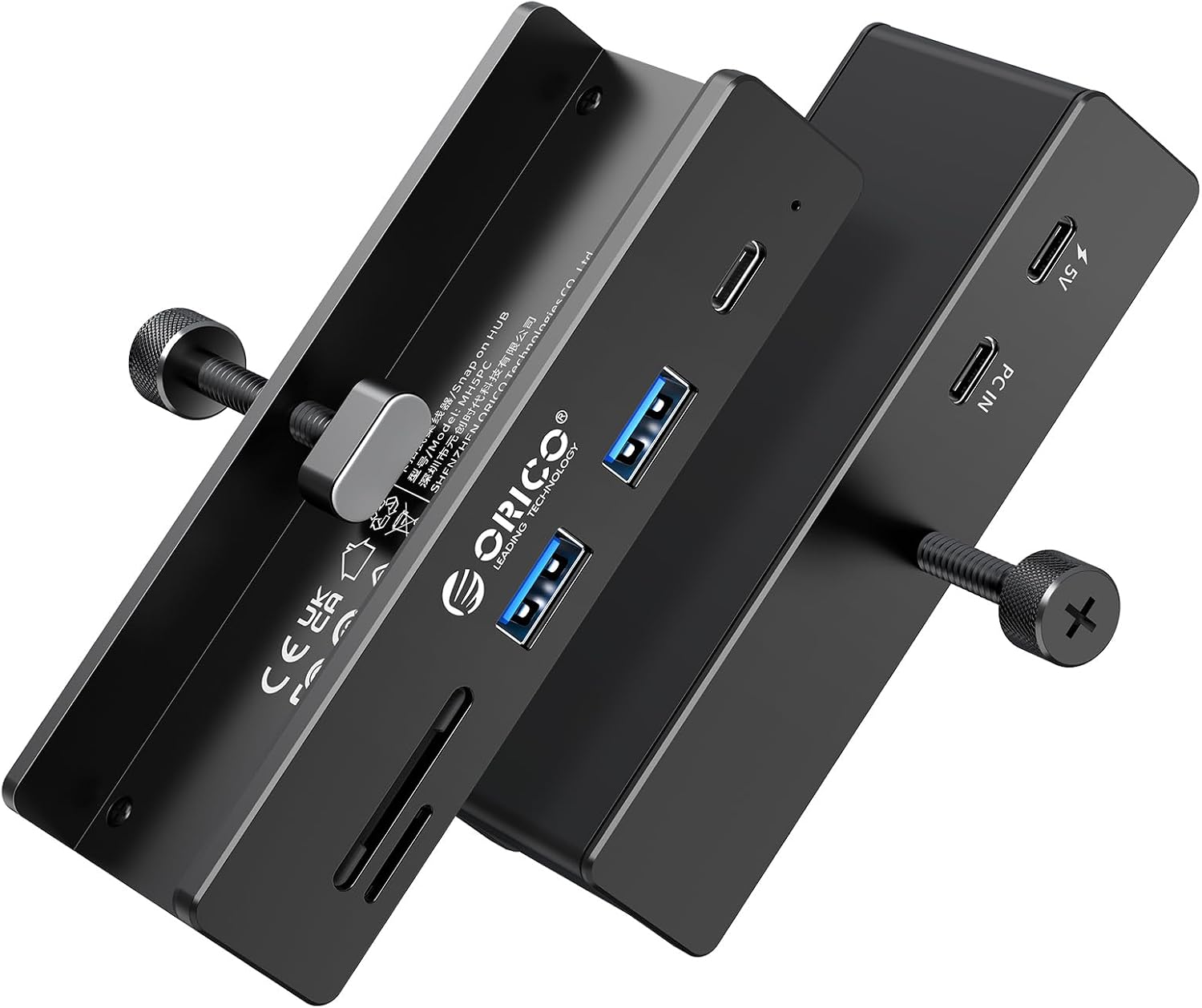 ORICO USB Hub 3.2, 10Gbit/s Aluminum USB-Hub und USB-C PD 60W, 6 Ports USB Verteiler mit 2 Typ-A 3.2 und 1 Typ-C3.2, SD/TF 3.0, AUX, 100cm Kabel (C auf A/C) für Monitore, Schreibtische