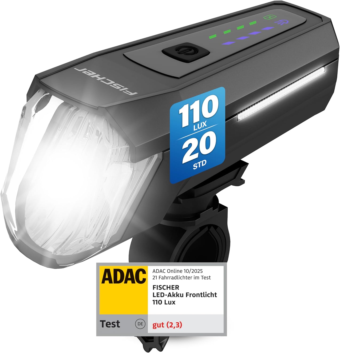 Fischer Fahrrad LED-Frontlicht 100 Lux Fernlicht