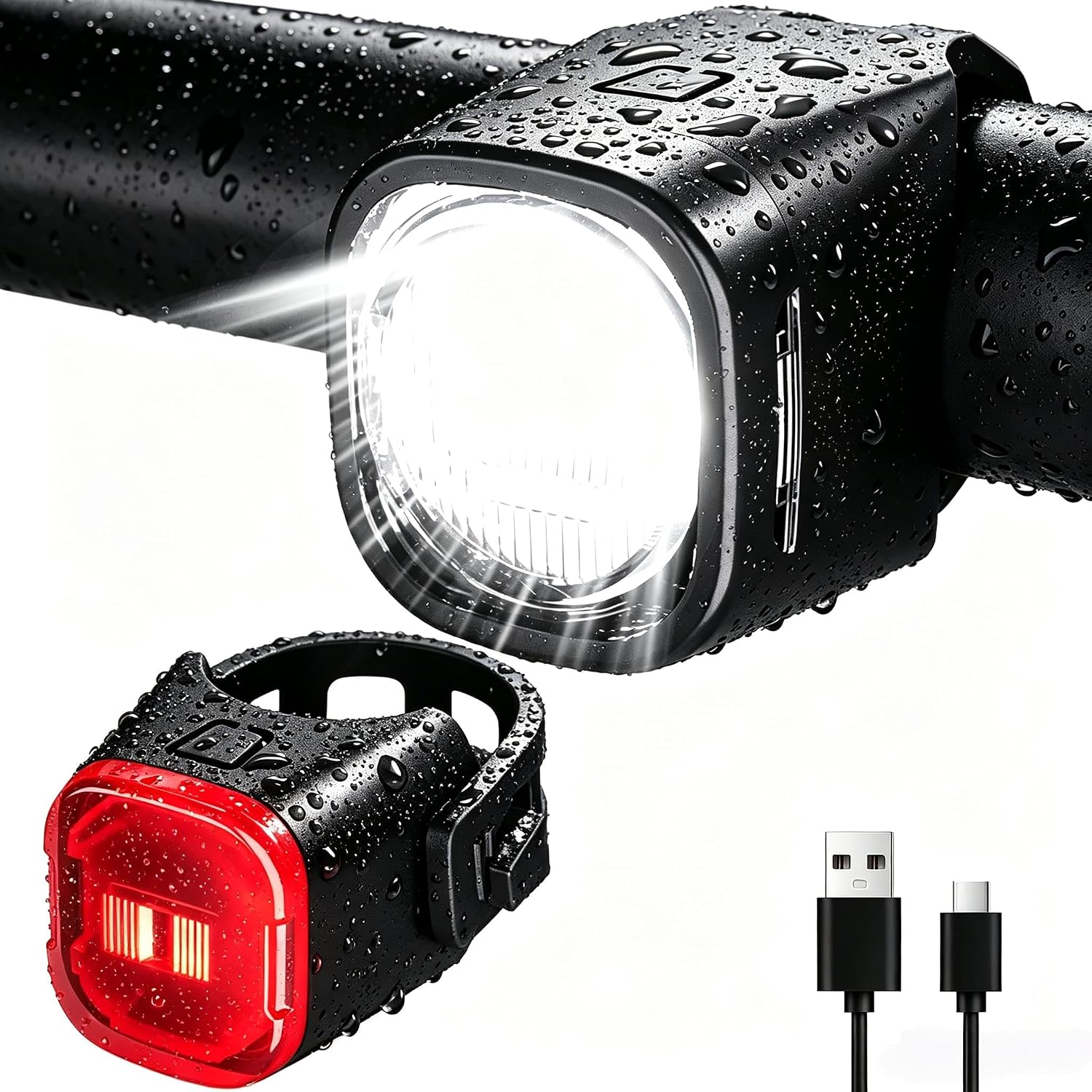 Led rücklicht Fahrrad fahrradlicht Set vorne hinten USB c aufladbar,licht für Fahrrad