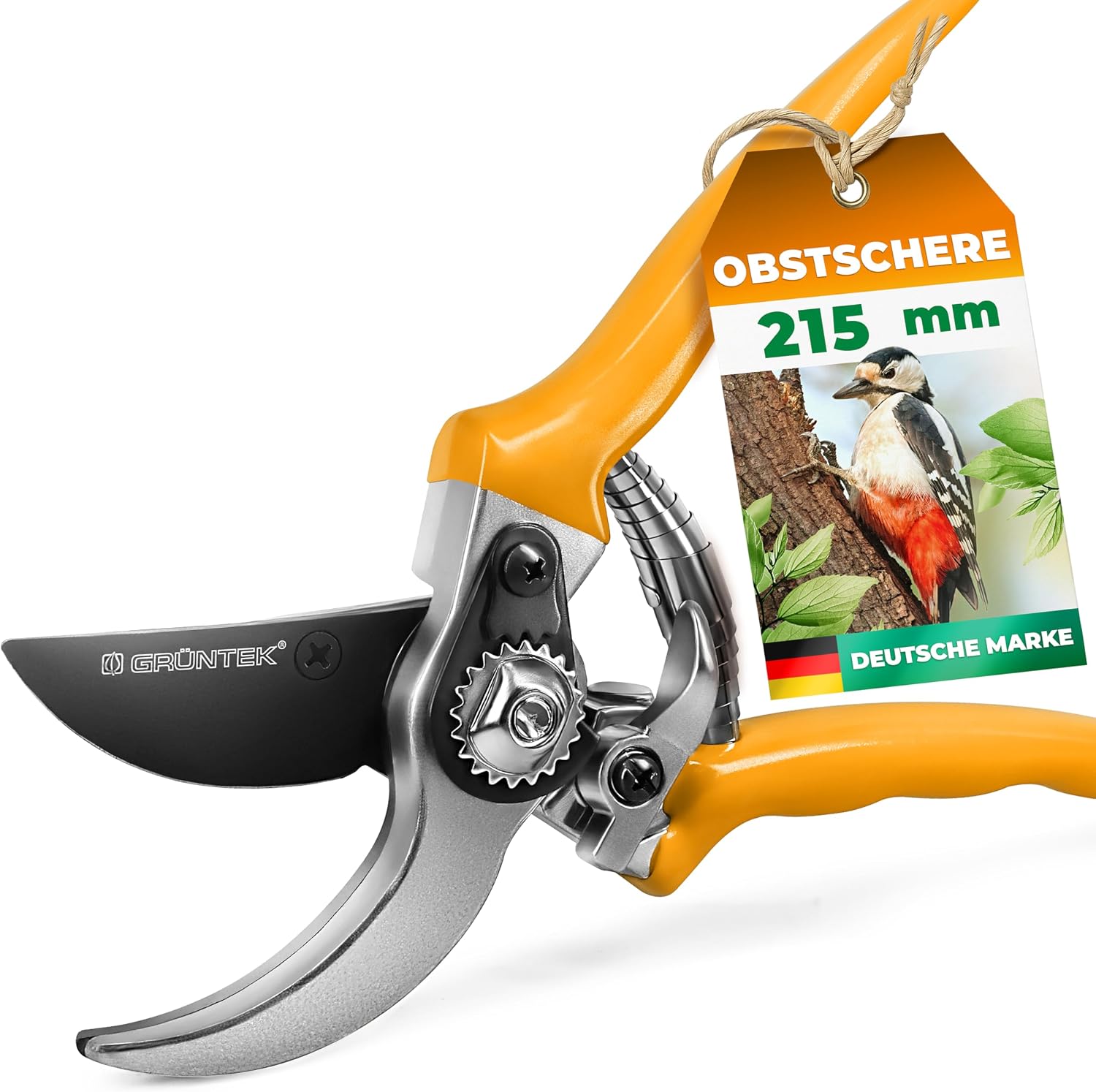 GRÜNTEK Gartenschere Blumenschere GERFALKE, 48 mm Klinge aus japanischem SK5 Stahl, ergonomische Griffform, präzises Schnittergebnis, Pflanzenschere Teflon beschichtet, Bypass Rebschere Rosenschere