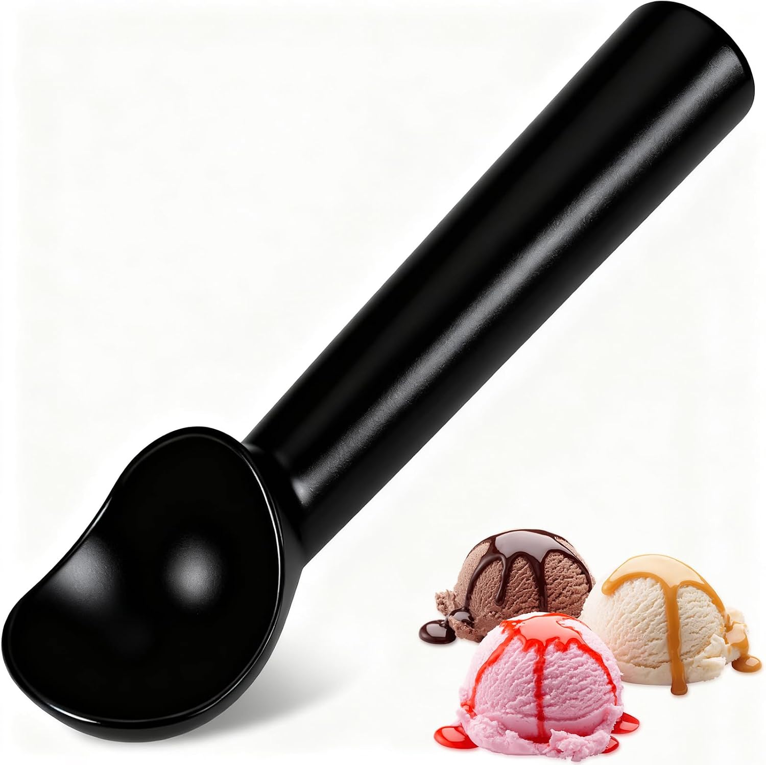 Eisportionierer, 18.5cm Einteiliger Silber Aluminium-Eislöffel, Ideal für Hart-Eiscreme, Keksteig, Gelato, Sorbet und Melonenbällchen