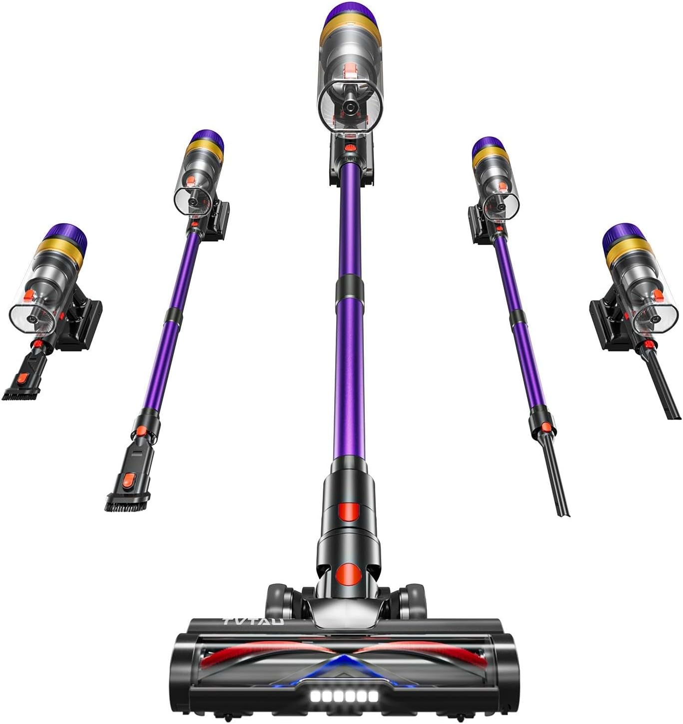 Staubsauger Kabellos 75Min/650W/65KPa, 1,8L Beutellos Akku Staubsauger mit Display, Selbststehend, Anti-Tangle, Wandladestation, für Tierhaare/Teppiche/Hartböden