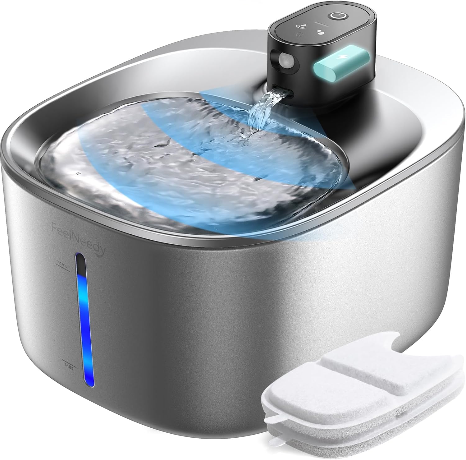 FEELNEEDY 4L kabelloser Katzenbrunnen mit Bewegungsmelder, 4000mAh Akku
