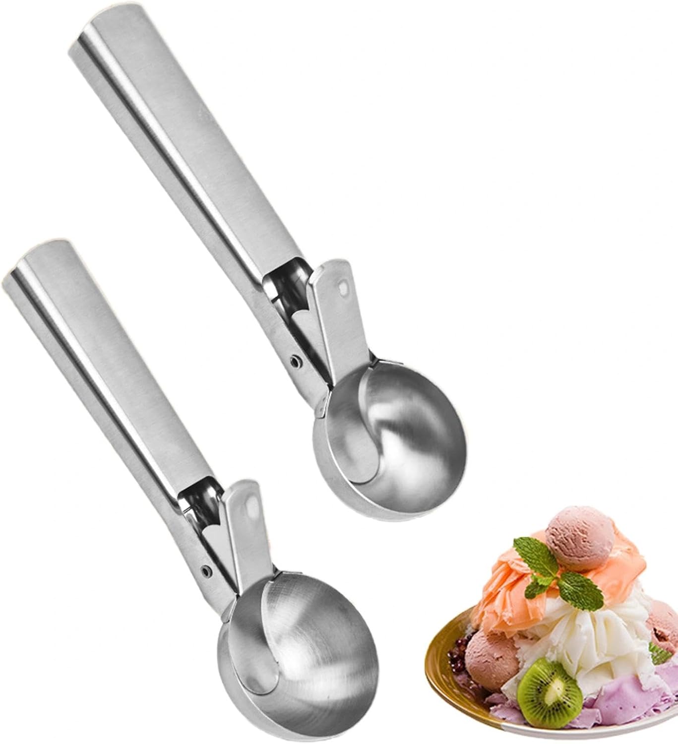 Eisportionierer aus Edelstahl, Eislöffel, Restaurant, Kochen, Küchenutensilien, Eiscreme, Kartoffeln, Salat, Fleisch, Knödel, Edelstahl, Eisportionierer, 2 Stück