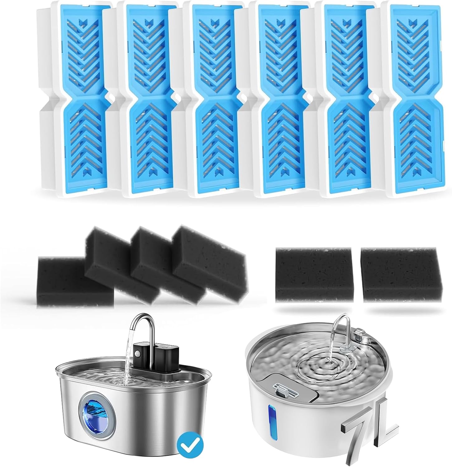 Drahtloser Katzenbrunnen aus Edelstahl: Batteriebetriebener Trinkbrunnen für Innenräume, automatischer Wasserspender mit Bewegungssensor, Ultra-leise Pumpe, Mehrfachfiltration - mit 3 Sätzen Filtern