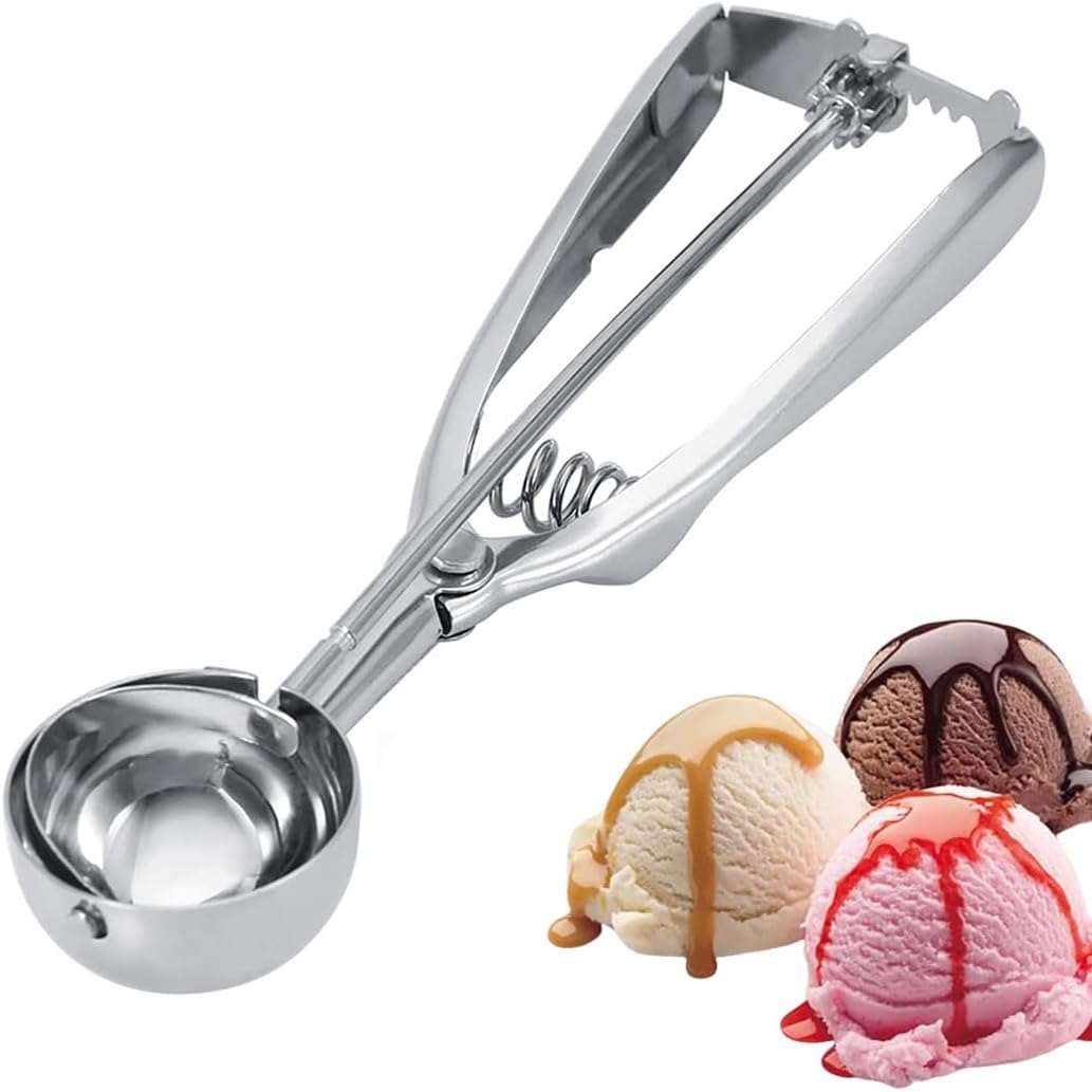 4 CM Eisportionierer Edelstahl | Eislöffel | Eisportionierer | Ice Cream Scooper | Eislöffel Portionierer | Eiskugelportionierer für Eiscreme, Melonen, Desserts, Obstplatten und Backen