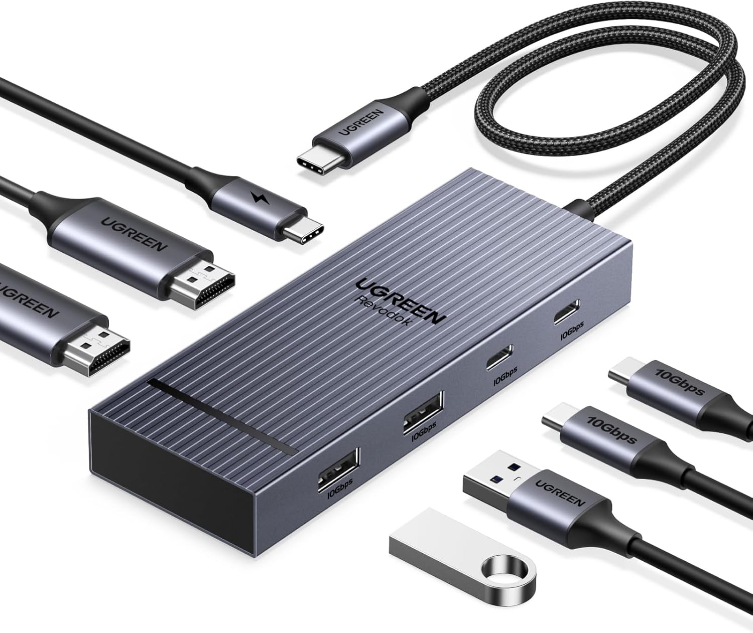 UGREEN Revodok Pro 10Gbps USB C Hub 2 HDMI 4K@60Hz Docking Station USB C