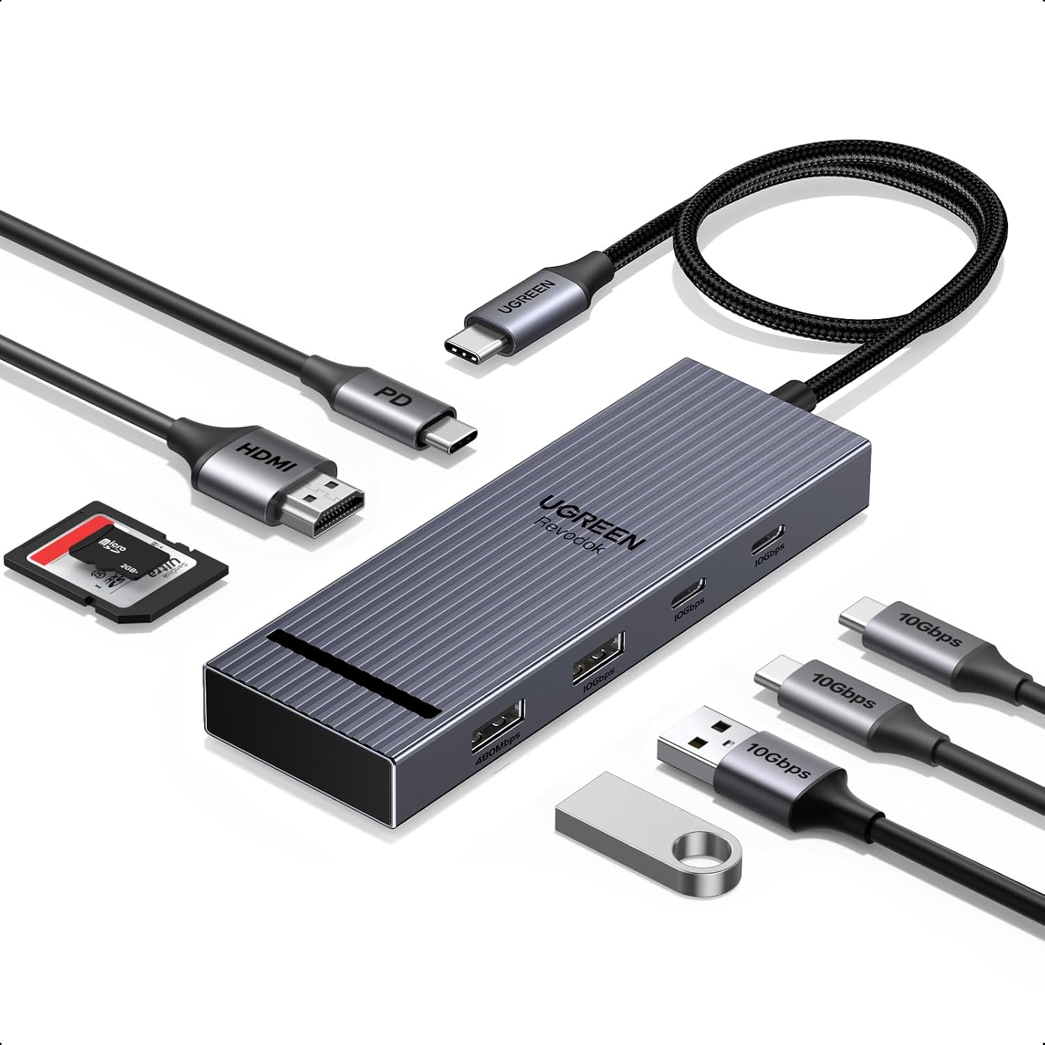 UGREEN 10Gbps USB C Hub, USB C Adapter mit HDMI 4K@60Hz, Docking Station