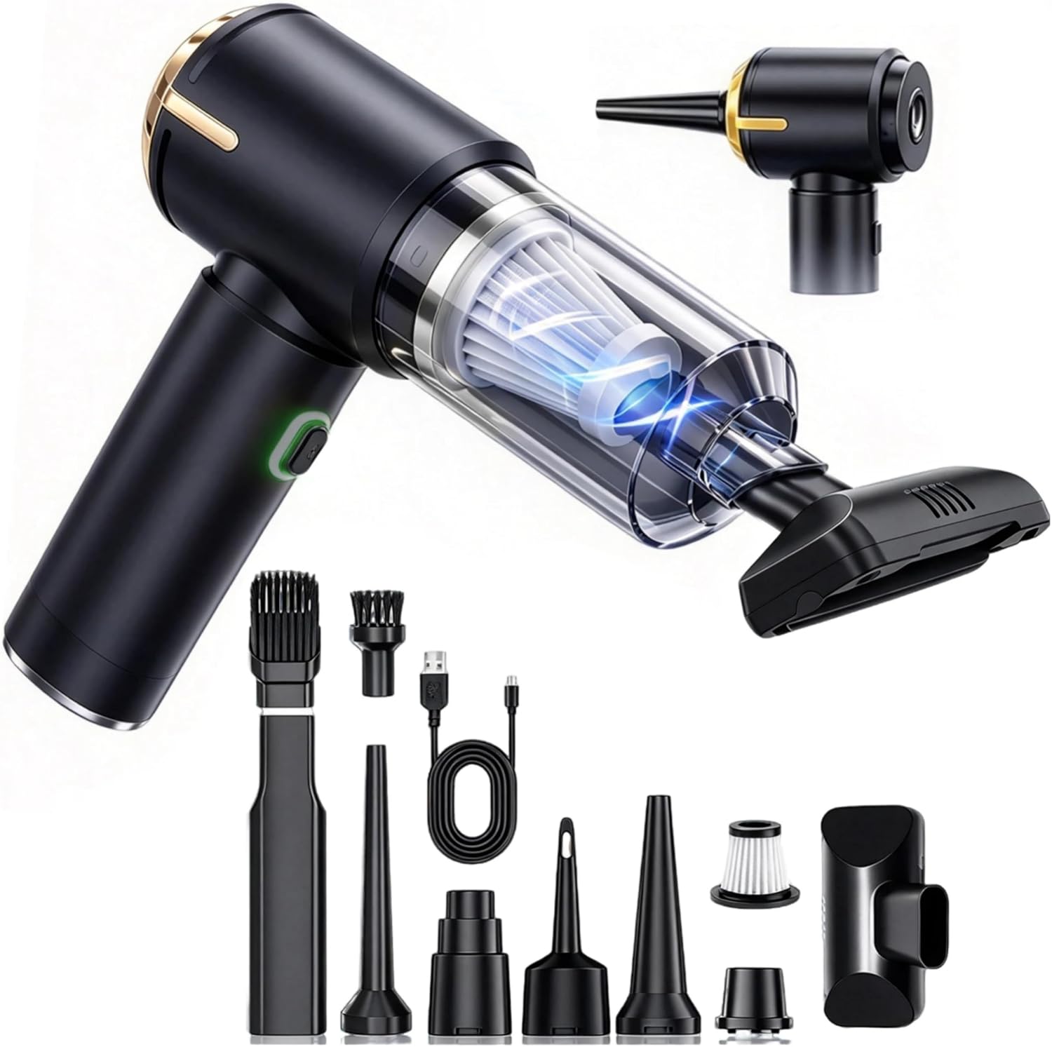 SCOVEE Handstaubsauger,Autostaubsauger,Haustier Staubsauger,26000Pa Starke Saugkraft mit Bürstenloser Motor,4-in-1 tragbarer Kabellos,Pour Le Bureau, La Voiture, La Maison Scènes Diverses.
