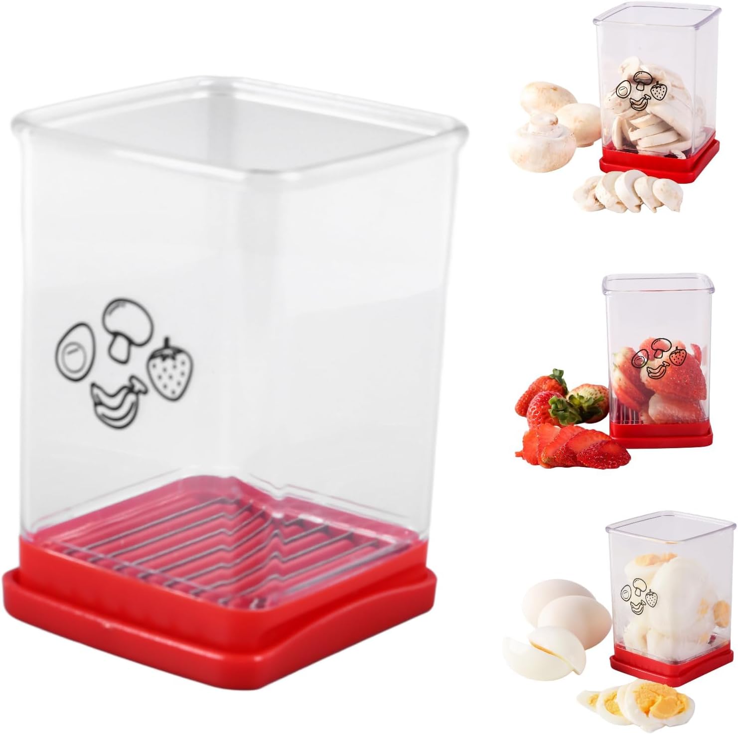 Obstschneider, Becher, 2 Stück, Erdbeerschneider, Eierschneider, Bananenschneider, Becherschneider für Obst und Gemüse, tragbares Schneidewerkzeug
