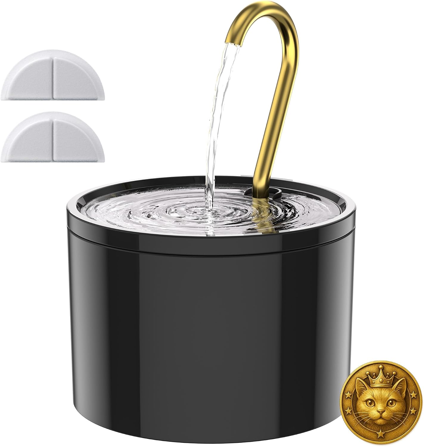 Kittyspout Katzenbrunnen Keramik, 1,2 L Trinkbrunnen, mit 2 Filtern, Weiß