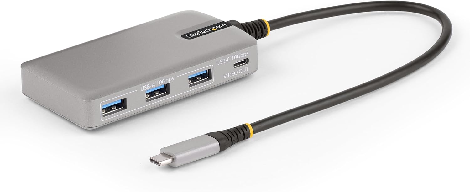 StarTech 4-Port USB-C Hub, 10Gbit/s, DP Alt Mode 4K 60Hz, 100W PD, Laptop
