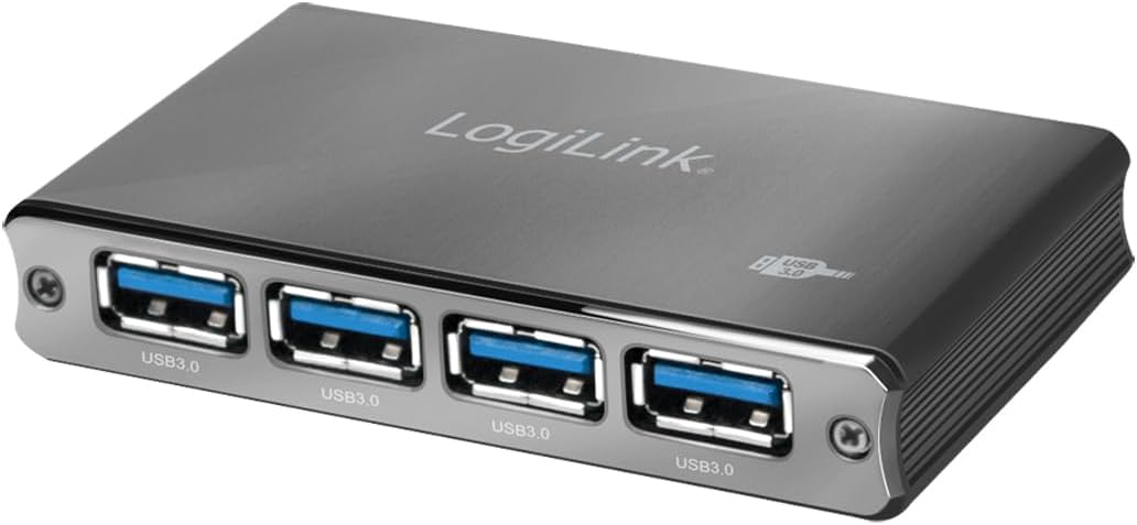 LogiLink UA0282 USB 3.0 Hub 4-Port mit ?berstromschutz schwarz/Aluminum
