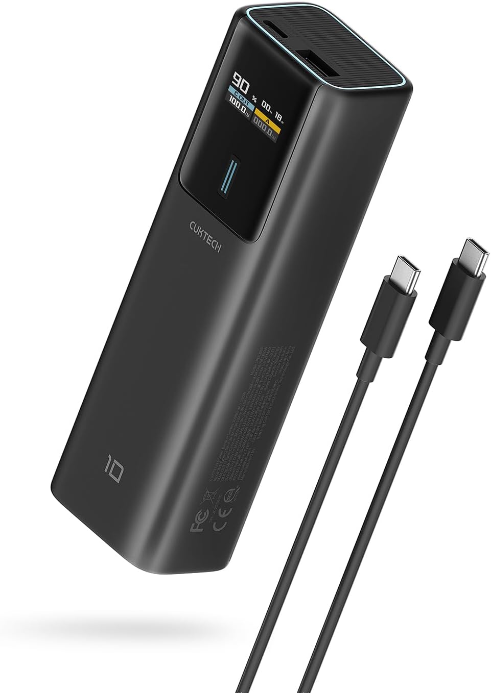 CUKTECH 10 Powerbank 10000mAh, 100W Power Bank mit Digitales Display, Externer Handyakku Schnellladefunktion für iPhone 15/14/13 Series, Samsung Galaxy S23, iPad Air/Pro