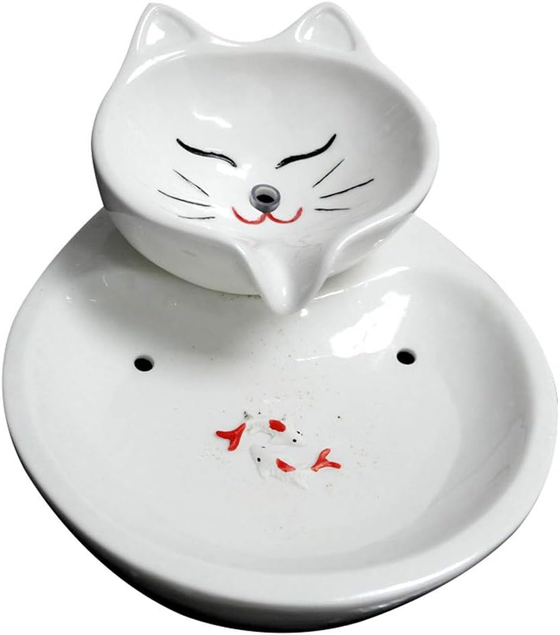 katzentrinkbrunnenKatze Wasserspender, Keramik Haustier, Trinken Wasser automatisch, Zyklus Futter Wasser fließen Katze Brunnen Becken Hund, Hund Wasserspender. (Ceramic cat Water Dispenser)