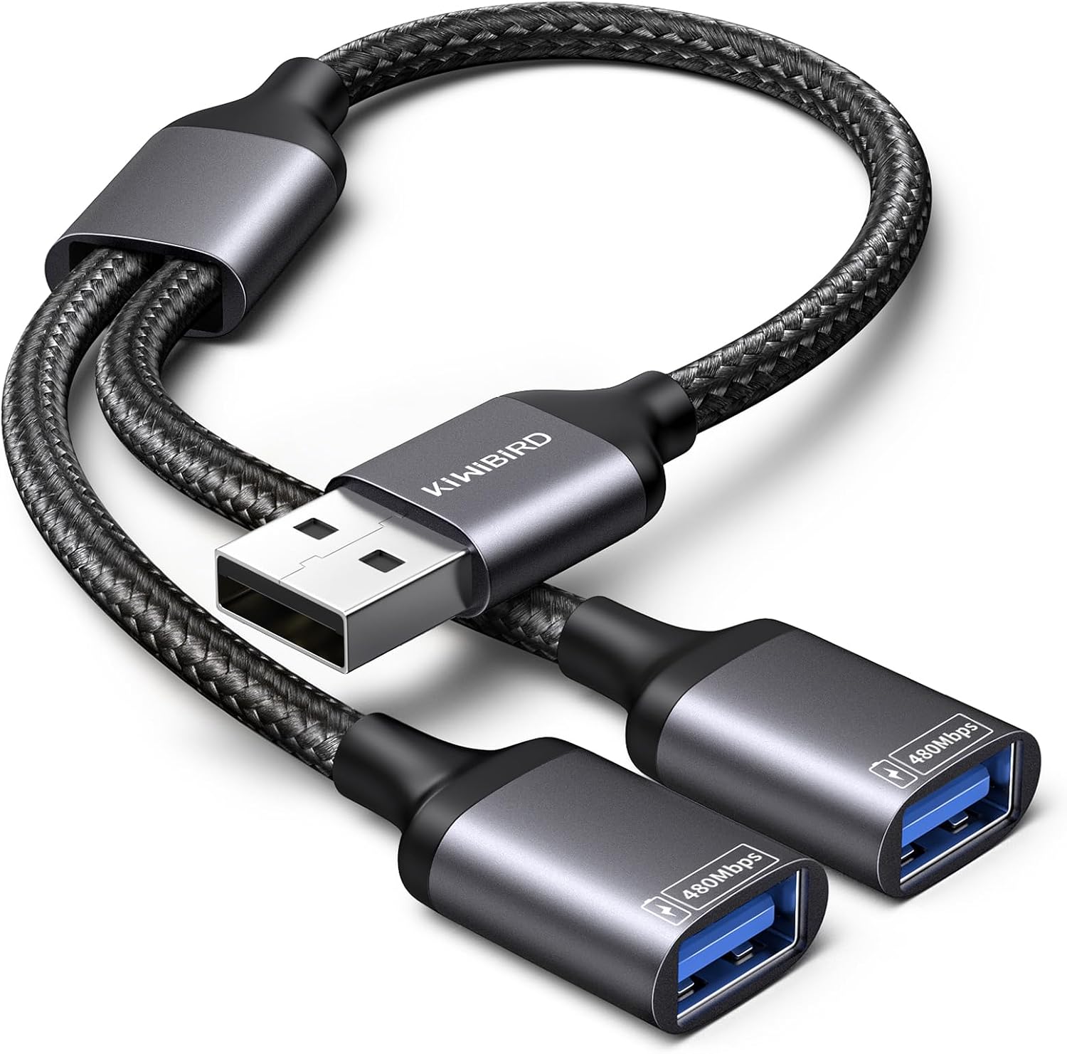 KiwiBird USB Splitter 1 zu 2 USB Doppelstecker USB Y Kabel Mini USB Hub