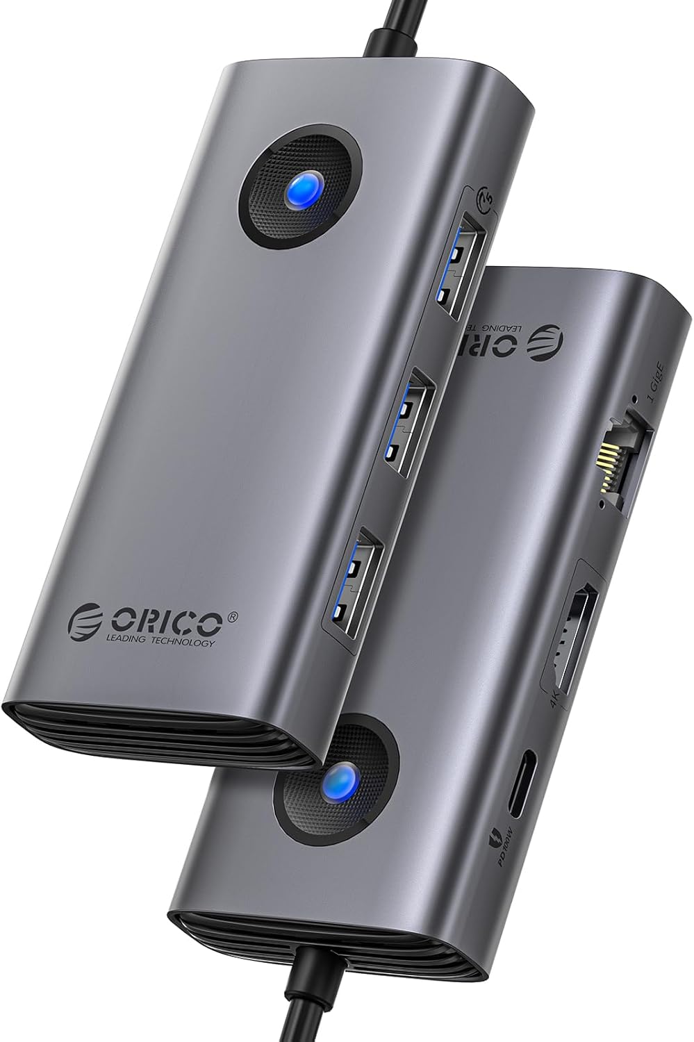 ORICO Docking Station, 6 in 1 USB C Hub Dock mit HDMI 4K+PD100W+4×USB3.0, USB 3.0 Hub Multiport Adapter für MacBook/Dell/HP/Surface
