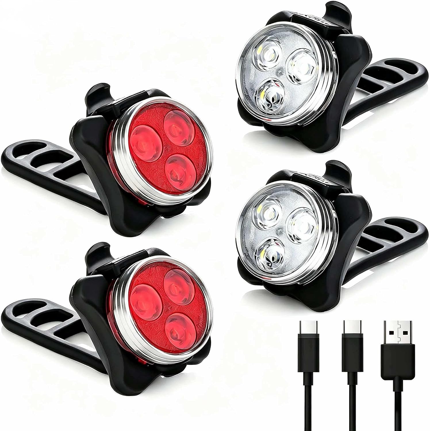 LED Licht Wiederaufladbares 4er Set, Helles Licht, Kompakt und Wasserdicht, Langlebiger Akku, LED Lampe Set für Außenbereich, kann auch als Kinderwagenlicht(4Stück)