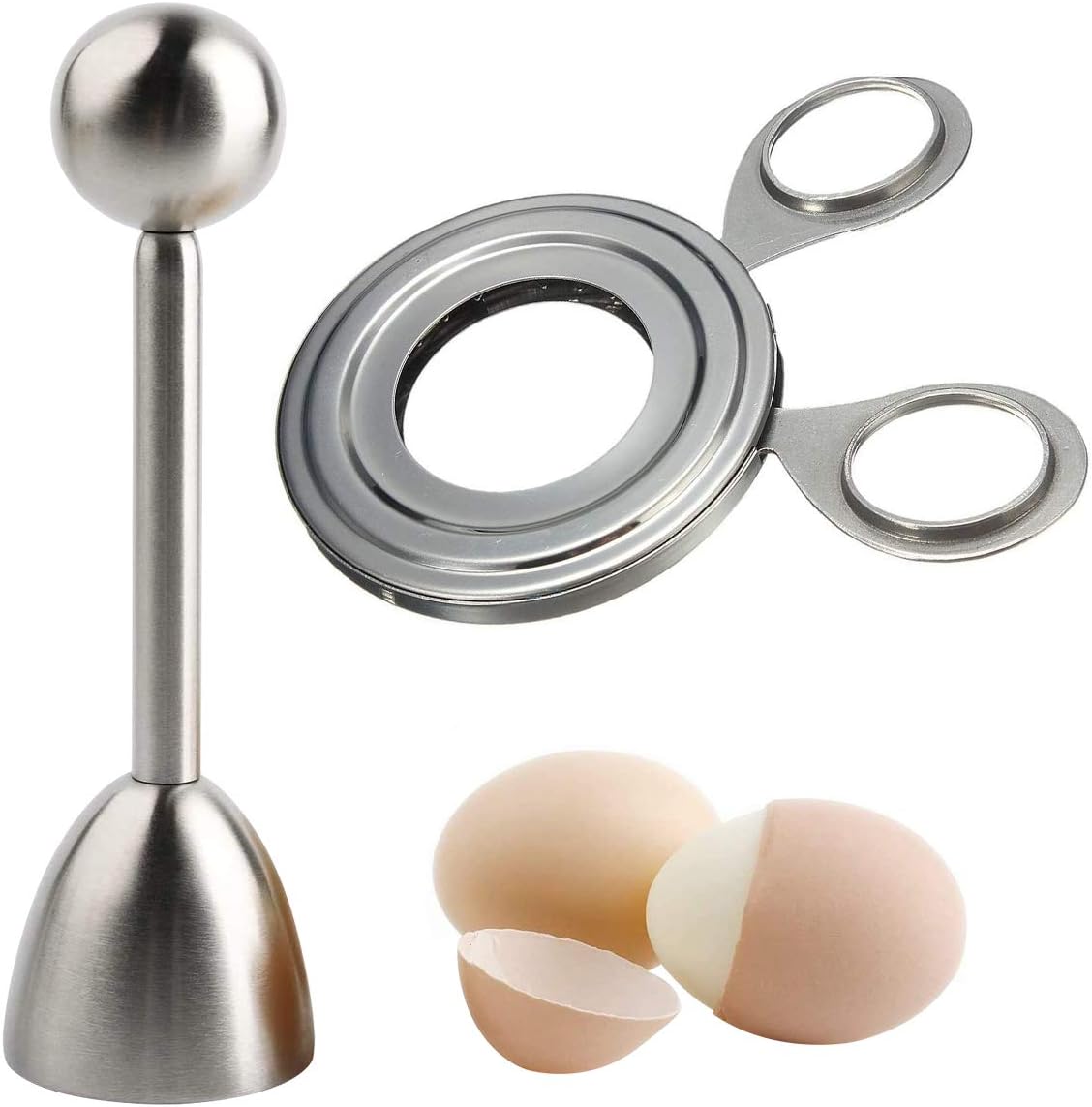 Eier Cutter,CHENKEE 2 Stck Eierköpfer Edelstahl Eierschalenschneider Weich hart gekochte Eier Entferner Eier Cracker Öffner für Küche Frühstück Backen Dessert