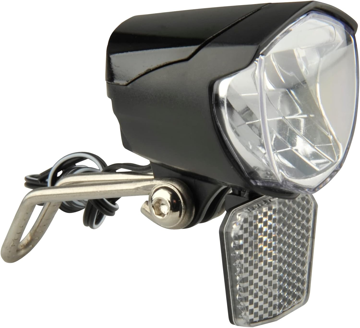 FISCHER Fahrrad Dynamo LED-Scheinwerfer 70 LUX | Fahrradlampe mit Standlichtfunktion | LED-Fahrradlicht mit Dämmerungsautomatik