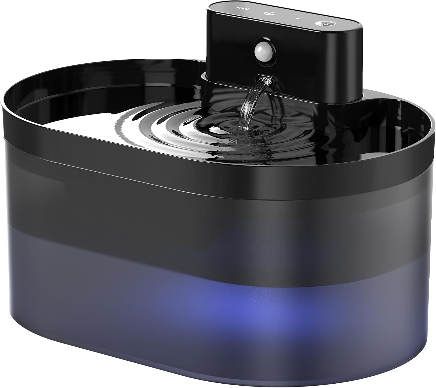 Kabelloser Katzenbrunnen: 2.2L/74oz trinkbrunnen für Katze kabellos, Automatischer Trinkbrunnen mit Bewegungsmelder, Wiederaufladbar, Schwarz