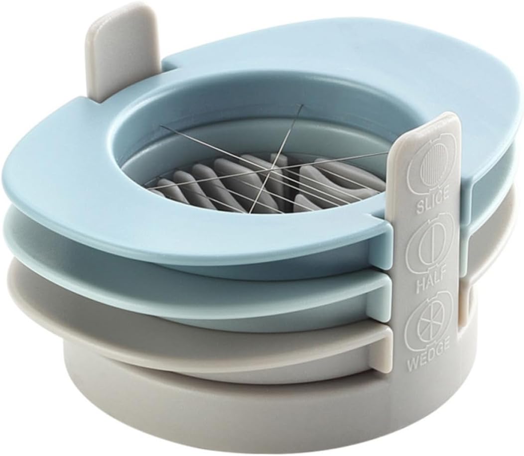 Eierschneider aus Edelstahl Blau 3 Stück mit Eiertrenner und Basis