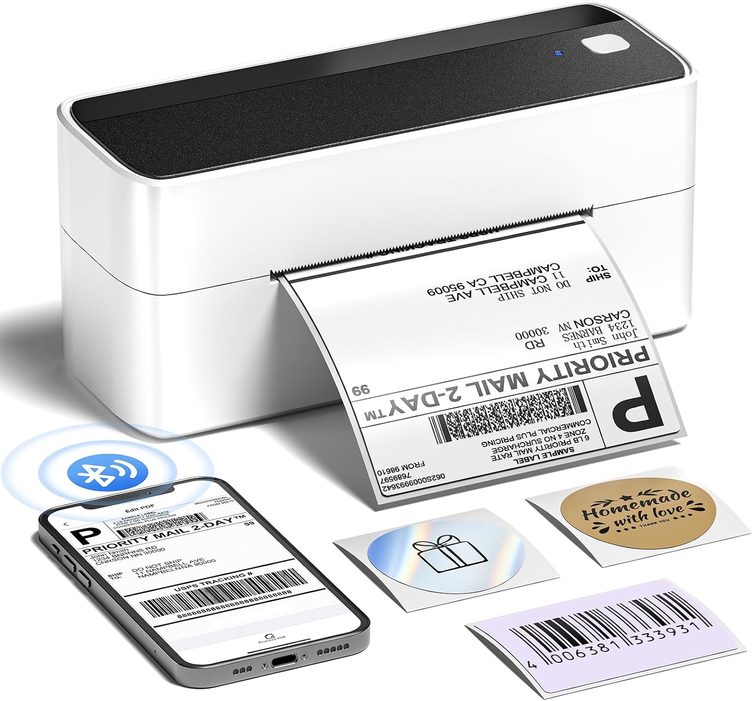 Phomemo Bluetooth Etikettendrucker DHL, versandetiketten drucker 4x6, Thermodrucker Etikettiergerät Label Printer ist für Amazon, Etsy, Ups, Shopify, Vinted, etc
