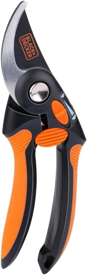BLACK+DECKER Bypass Gartenschere - Gartenschere Hochwertige Stahlklingen - Astschere Ergonomischer Griff - Baumschere Mit Schnittkapazität von 13 MM – Schwarz/Orange