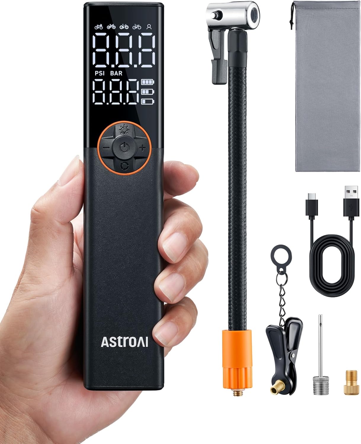 AstroAI Fahrradpumpe Elektrische Luftpumpe 150PSI Tragbar Akku Fahrradpumpe