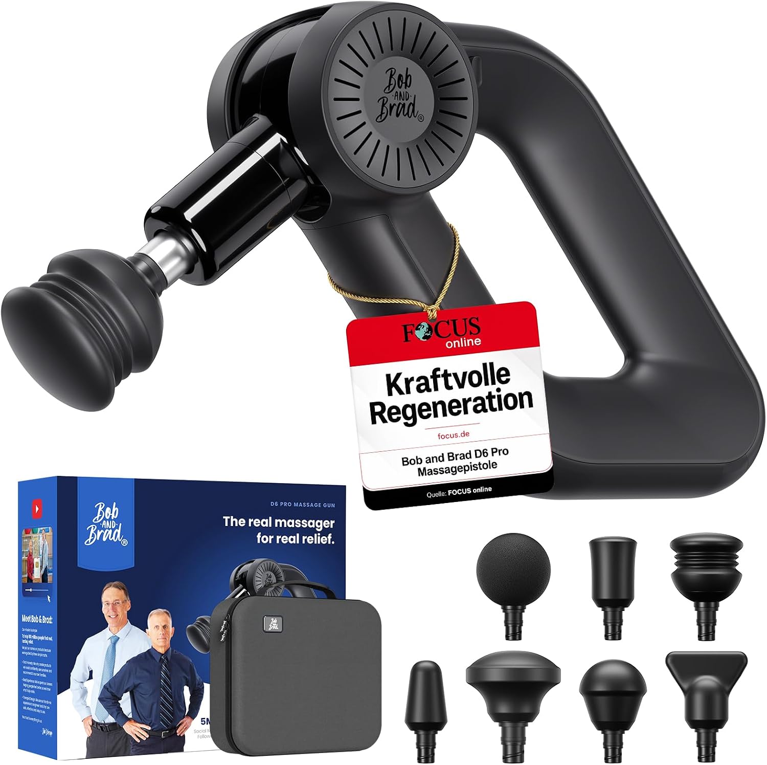 BOB AND BRAD D6 Pro Massagepistole mit 16mm Amplitude und OLED-Bildschirm