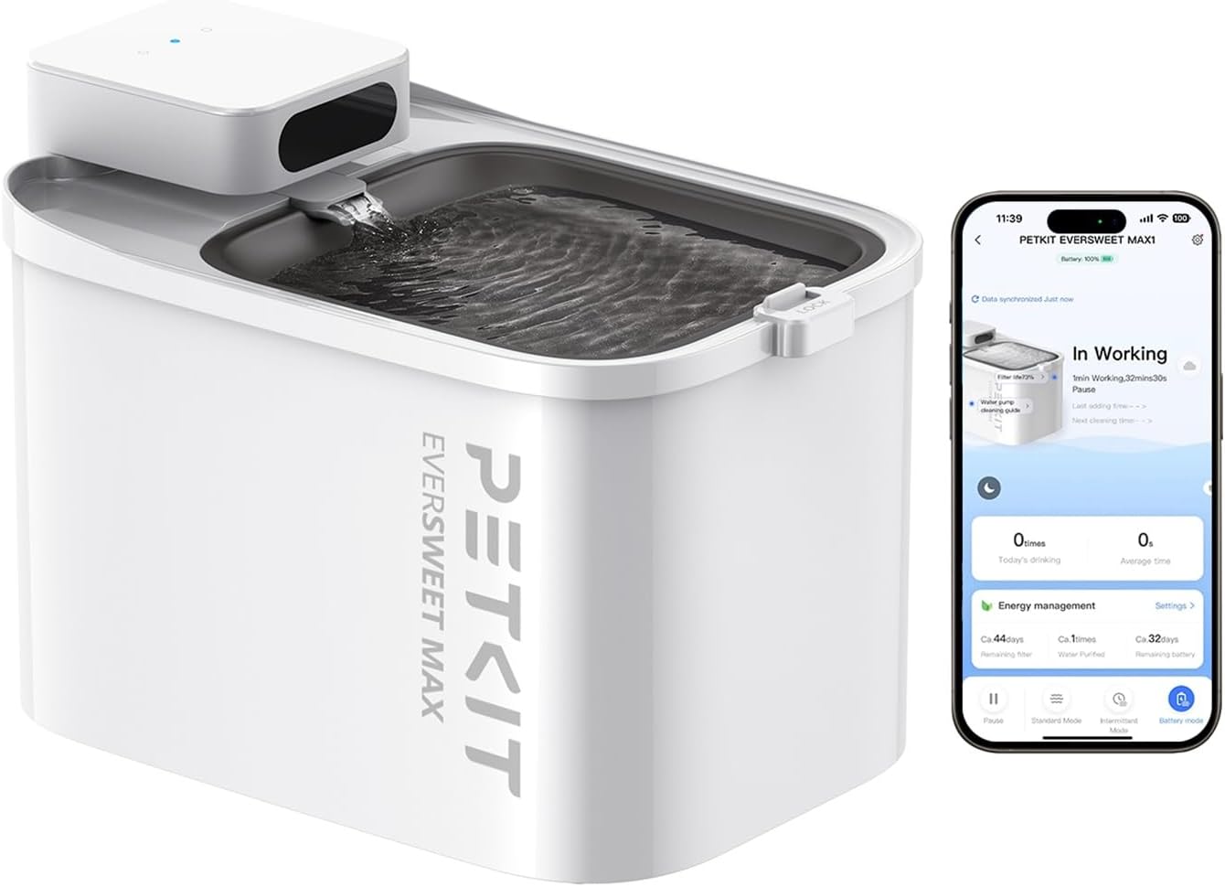 PETKIT Intelligenter Haustier Trinkbrunnen, 3L Edelstahl & BPA-frei,Leise 26dB mit Bewegungssensor, Lange Batterielebensdauer,Spülmaschinenfest,Flüsterleise Katzenbrunnen Hundetrinkbrunnen