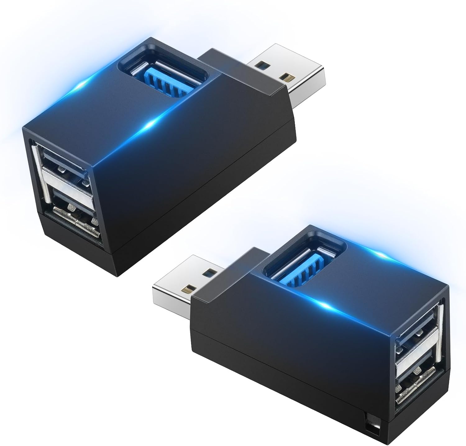 AXFEE 3 Port USB 3.0 Hub, Mini USB-Hub mit 1 USB 3.0+2 USB 2.0 (Schwarz)
