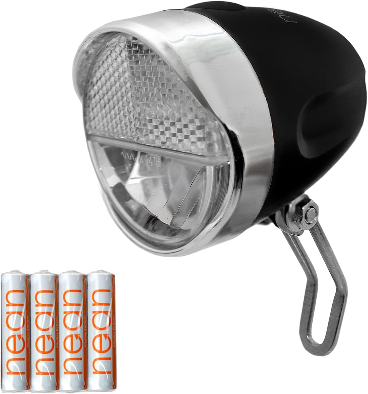 nean LED Fahrradlicht, Fahrradlampe, Fahrrad Frontlicht, Fahrradleuchte vorne, Scheinwerfer hell mit StVZO Zulassung, inkl. 4X Batterie, 30 LUX, schwarz