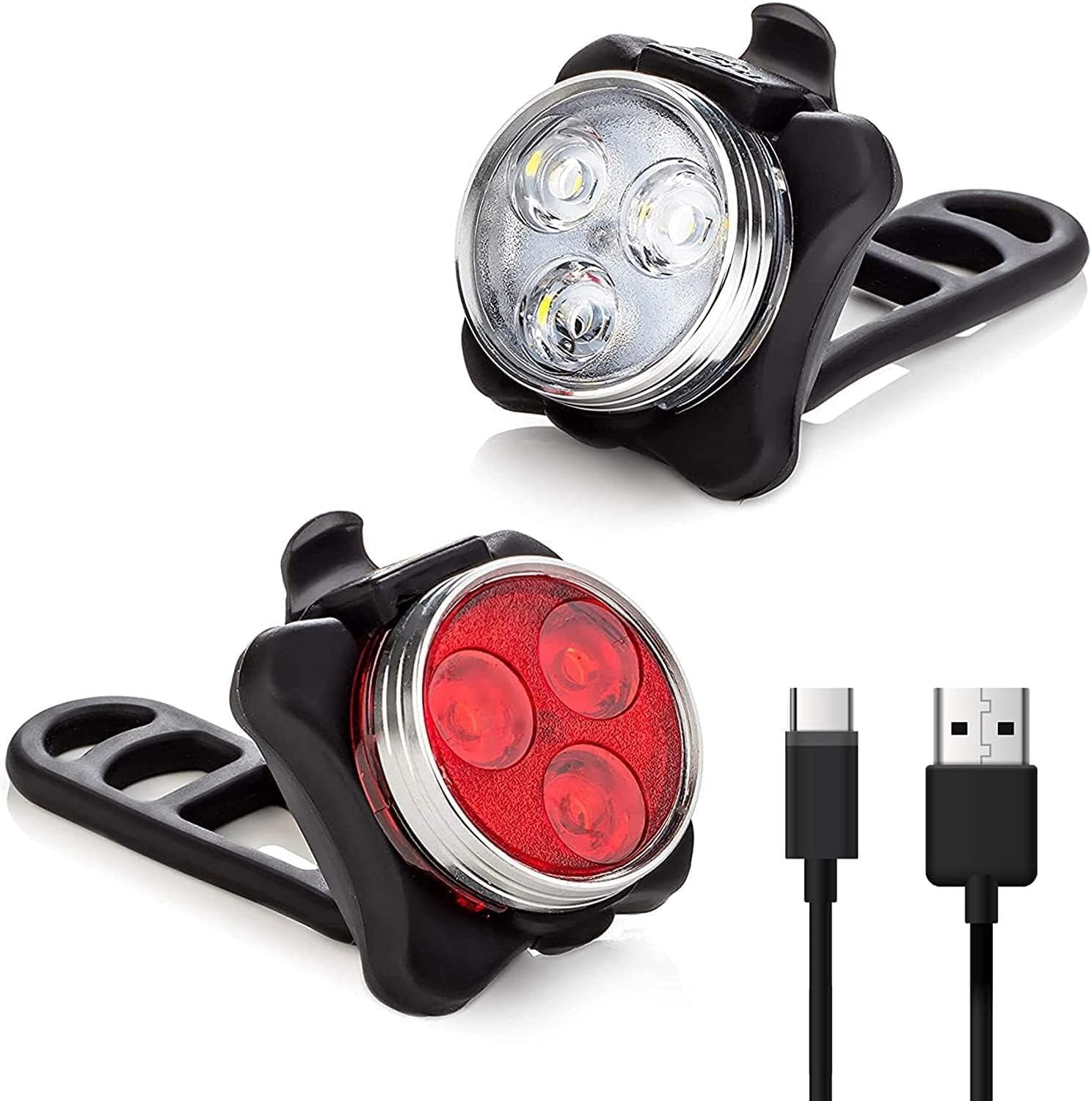 LED Licht Set USB Aufladbar, Helles Licht, Kompakt und Wasserdicht, Langlebiger 650mAh Akku, LED Lampe Set für Außenbereich, kann auch als Kinderwagenlicht (2 Stück)