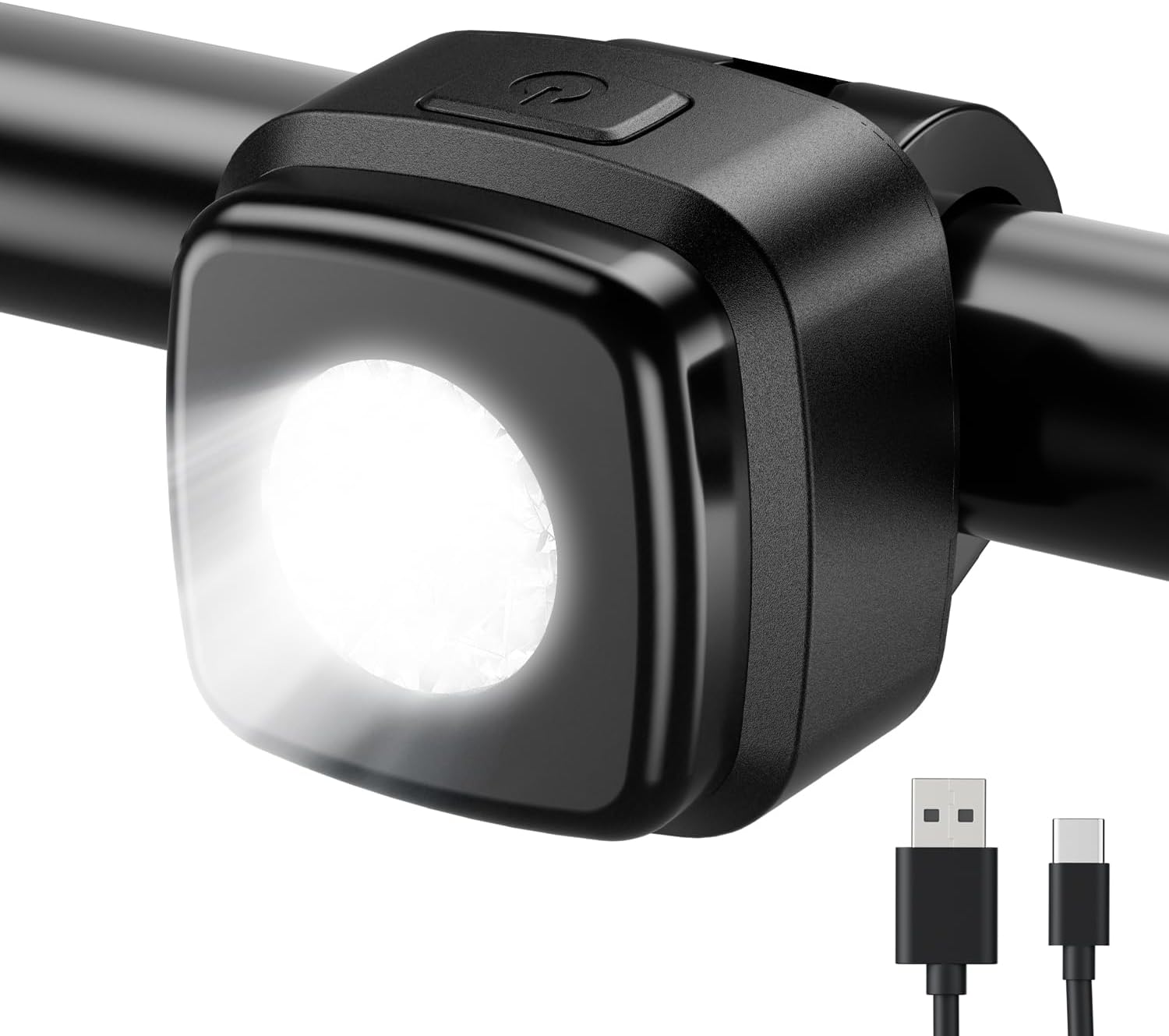OnMeto Fahrradlicht vorne, IPX5 Wasserdicht Frontfahrrad Lampe Fahrrad licht,USB Type-C Wiederaufladbares Fahrradleuchten für Fahrrad