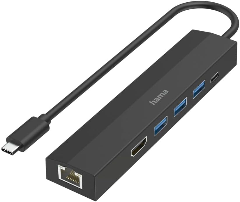 Hama USB Hub 6 Ports, 3x USB-A, USB-C, HDMI, LAN/Ethernet, bis zu 5 Gbit/s