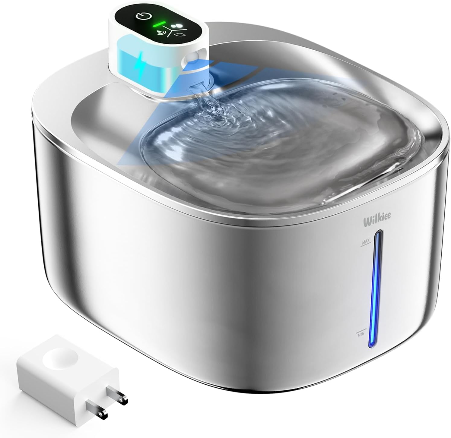 Katzenbrunnen Edelstahl Kabellos 4.1L mit Sensor 3 Modi & 4000mAh