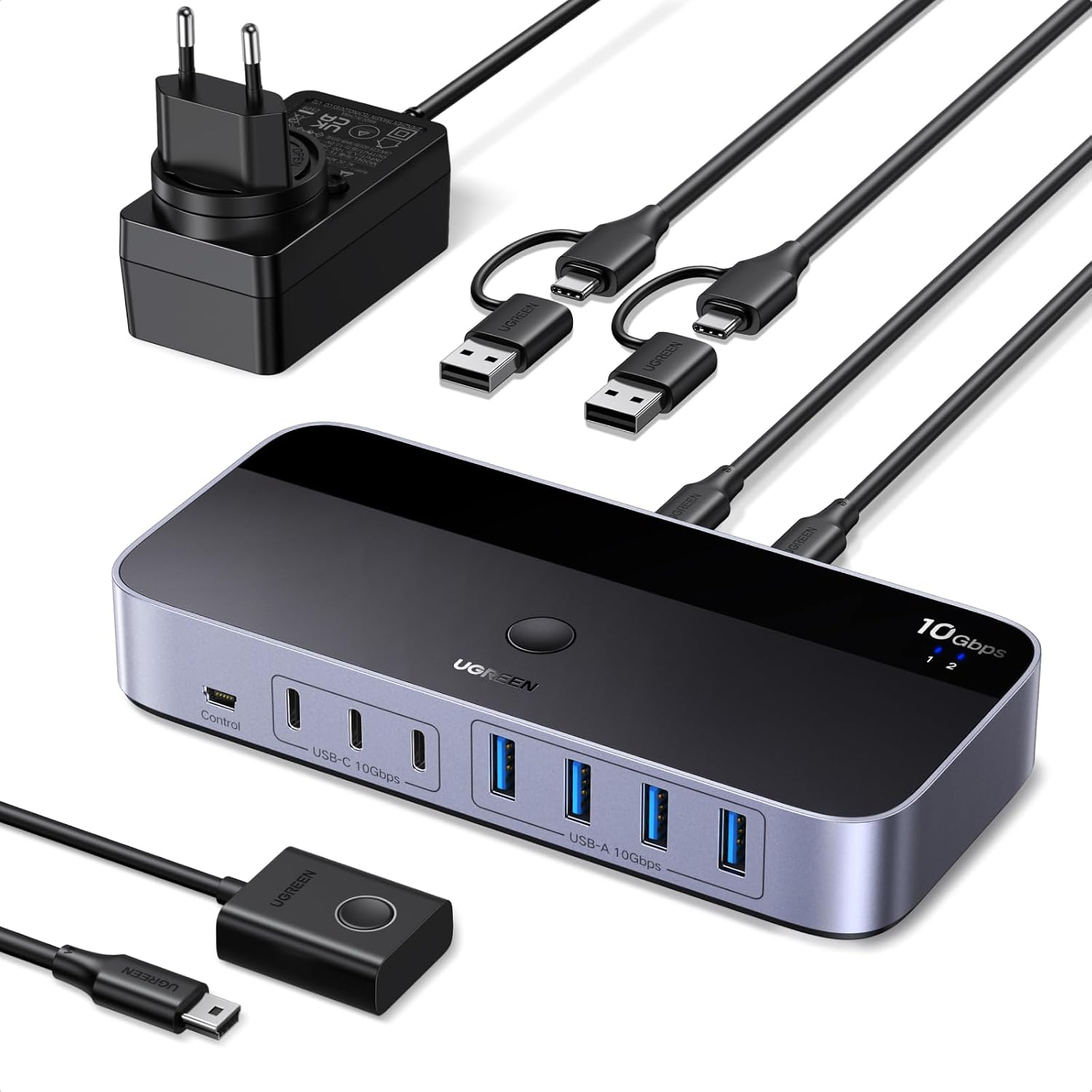 UGREEN USB Switch 2 In 7 Out 10Gbps USB Umschalter 2 PC USB 3.2 Switch